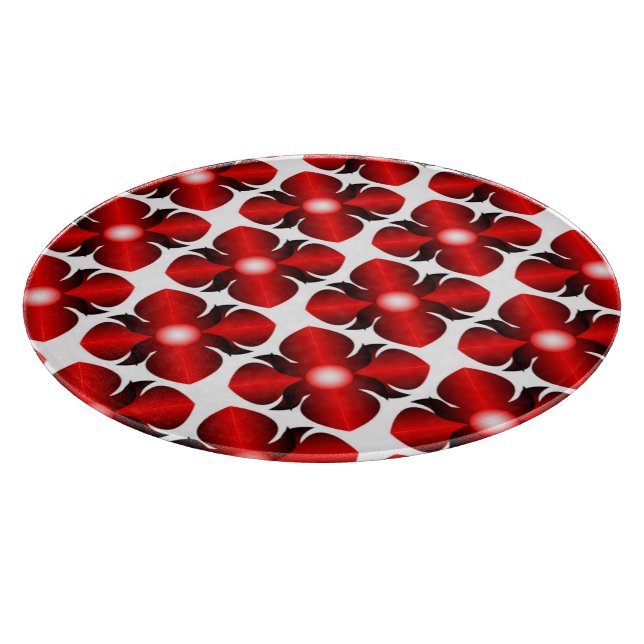 TABLA DE CORTAR PATRÓN DE FLOR ROJA (Borde)