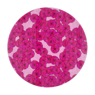 Tabla De Cortar Patrón de flores Art Deco - magenta sobre rosa