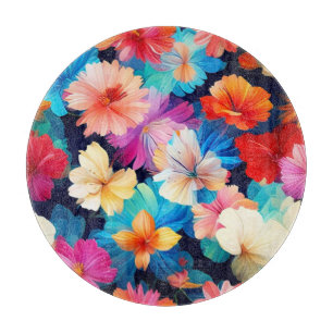 Tabla De Cortar Patrón de flores multicolores florales-37566