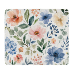 Tabla De Cortar Patrón de flores silvestres acuarela botánico mode
