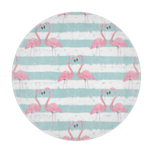 Tabla De Cortar Patrón de fondo rayado Flamingo exótico