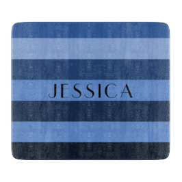 Tabla De Cortar Patrón de franjas azules de nombre moderno