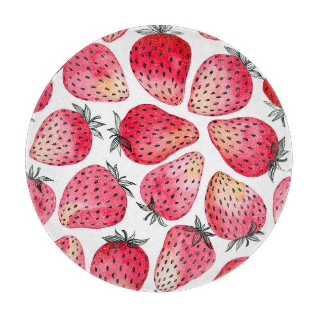 Tabla De Cortar Patrón de fresas acuáticas. (Anverso)