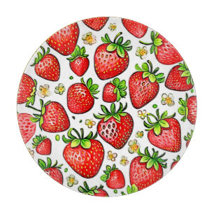Tabla De Cortar Patrón de fresas rojas jugosas