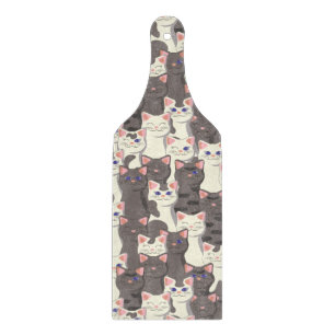 Tabla De Cortar Patrón de gatos blancos y grises