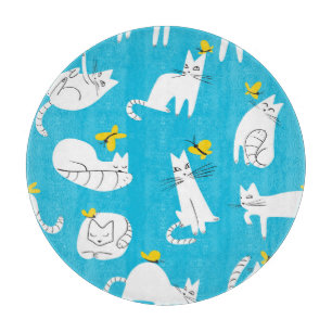 Tabla De Cortar Patrón de gatos y mariposas de juego