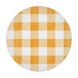 Tabla De Cortar Patrón de Gingham amarillo
