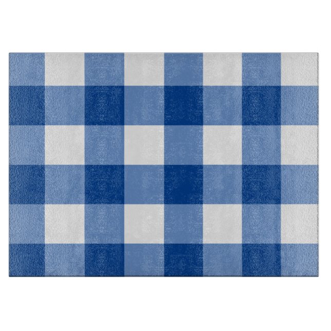 Tabla De Cortar Patrón de gingham azul (Anverso)