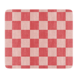 Tabla De Cortar Patrón de Gingham de Red Checkered Rosa