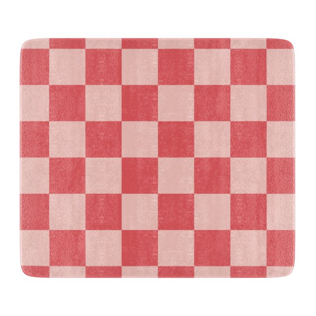 Tabla De Cortar Patrón de Gingham de Red Checkered Rosa (Anverso)