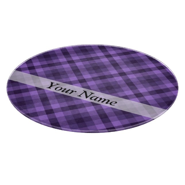 Tabla De Cortar Patrón de gingham púrpura (Borde)