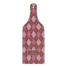 Tabla De Cortar Patrón de golf Argyll Personalizado rosa y marrón 