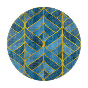 Tabla De Cortar Patrón de grifo azul dorado