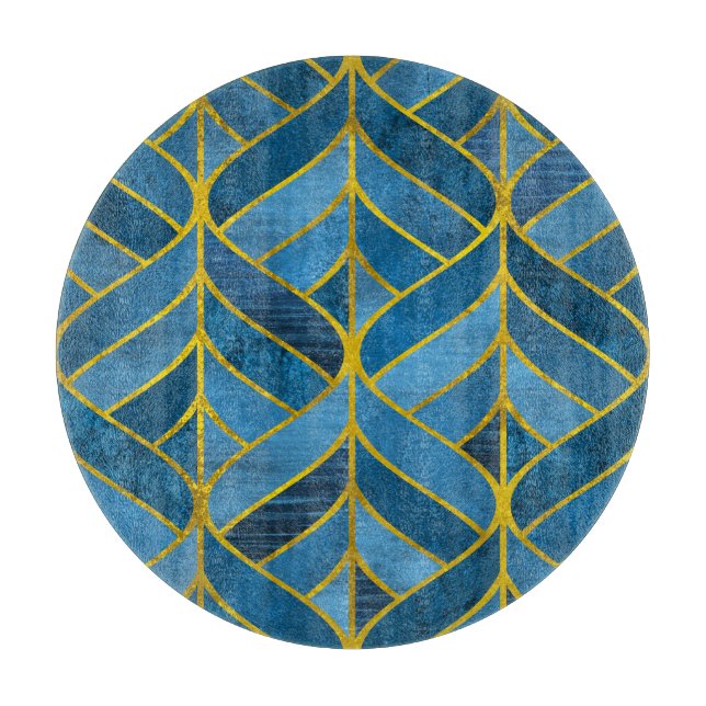 Tabla De Cortar Patrón de grifo azul dorado (Anverso)