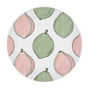 Tabla De Cortar Patrón de Guayaba Verde Rosa