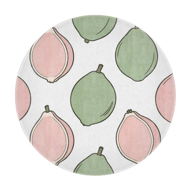 Tabla De Cortar Patrón de Guayaba Verde Rosa (Anverso)