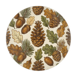 Tabla De Cortar Patrón de hoja de roble piña bellota de otoño