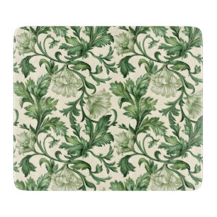 Tabla De Cortar Patrón de hojas de acanto verde oscuro ornamentado