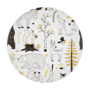 Tabla De Cortar Patrón de hojas de árboles forestales otoñales