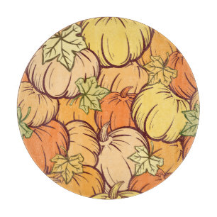 Tabla De Cortar Patrón de hojas de calabaza de época.