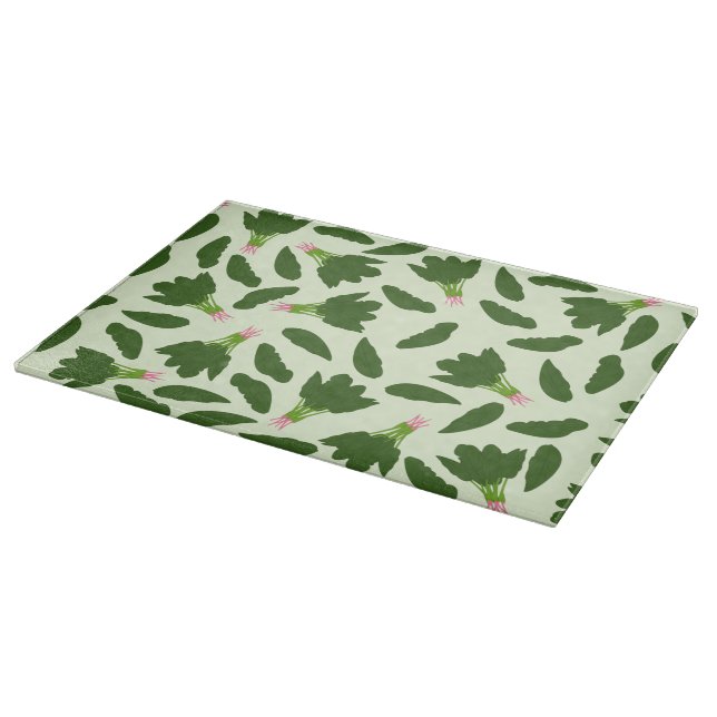 Tabla De Cortar Patrón de hojas de espinacas verdes (Borde)