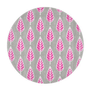 Tabla De Cortar Patrón de hojas de haya - rosa y plata de Fuchsia