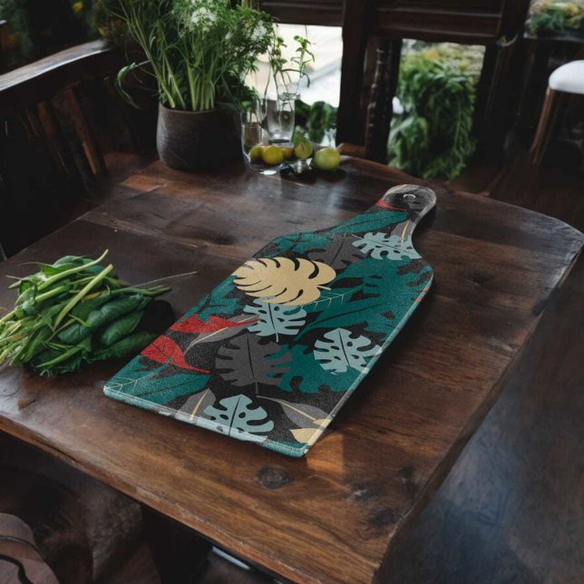 Tabla De Cortar Patrón de hojas tropicales (chopping board)