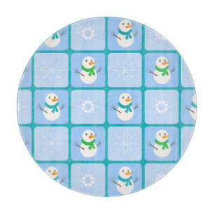 Tabla De Cortar Patrón de invierno de snowman y copos de nieve