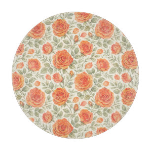 Tabla De Cortar Patrón de jardín Coral Rose & Sage