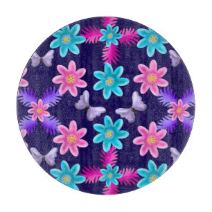 Tabla De Cortar Patrón de jardín de mariposas pastel   Cottagecore