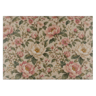 Tabla De Cortar Patrón de jardín de peonía y rosa romántica vintag