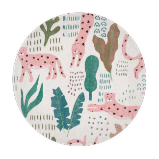 Tabla De Cortar Patrón de jungla, huella de leopardo, vintage.