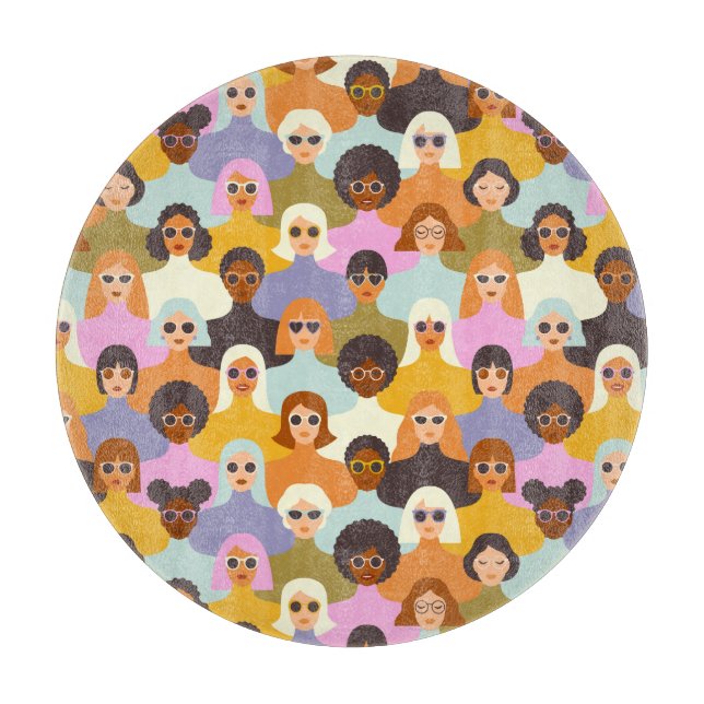 Tabla De Cortar Patrón de las mujeres retro del mundo (Anverso)