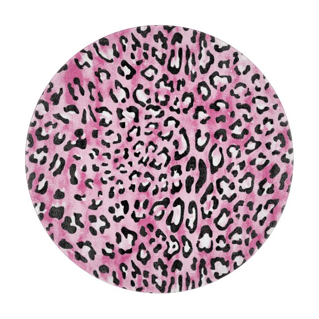 Tabla De Cortar Patrón de Leopardo Blanco Rosa. (Anverso)