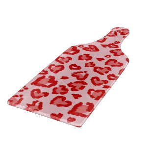 Tabla De Cortar Patrón de leopardo de corazones en rojo sobre rubo