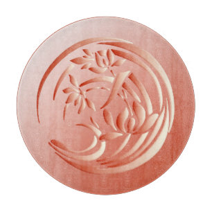 Tabla De Cortar Patrón de Lirio Art Deco - naranja de coral