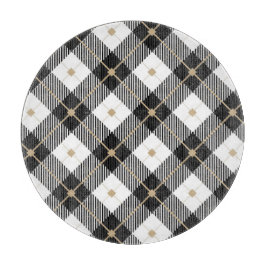 Tabla De Cortar Patrón de lumberjack blanco negro