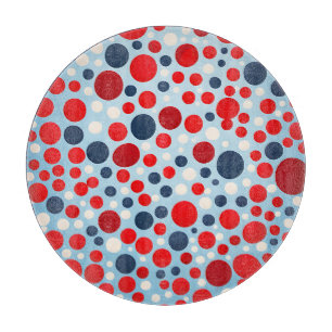 Tabla De Cortar Patrón de lunares rojos y azules