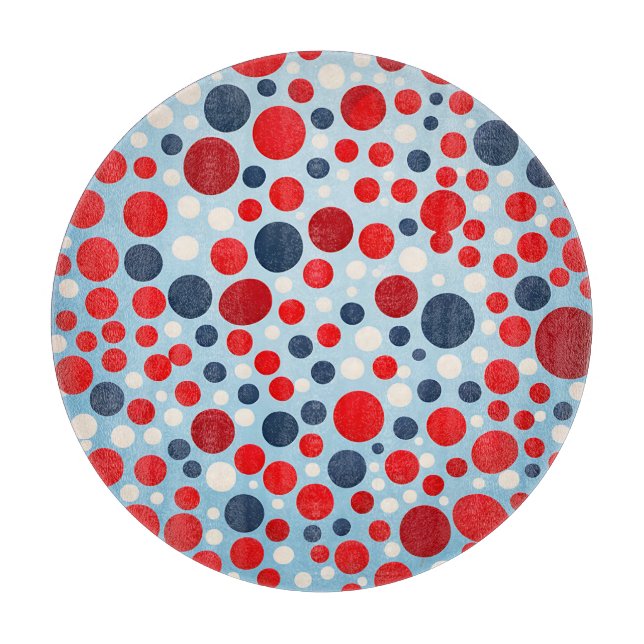 Tabla De Cortar Patrón de lunares rojos y azules (Anverso)
