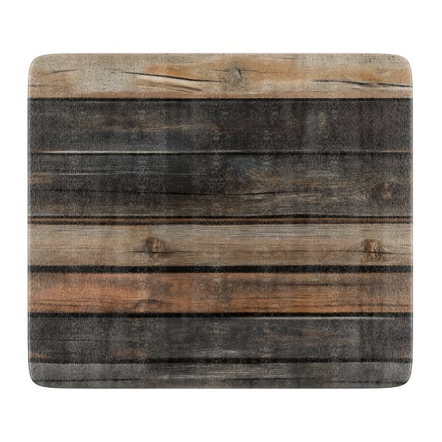 Tabla De Cortar Patrón de madera oscura (Anverso)