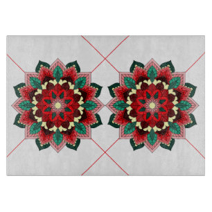 Tabla De Cortar Patrón de Mandala 02 en placa de corte rojo