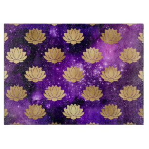 Tabla De Cortar Patrón de Mandala Dharma de Galaxia Dorada y Púrpu