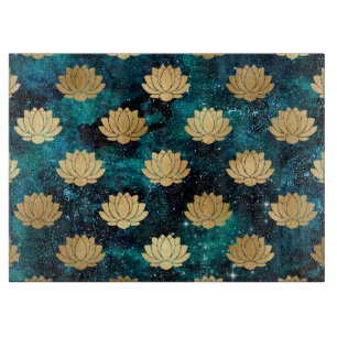 Tabla De Cortar Patrón de Mandala Dharma de Galaxia Dorada y Verde
