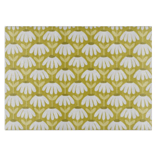 Tabla De Cortar Patrón de margaritas florales vintage dorado oscur