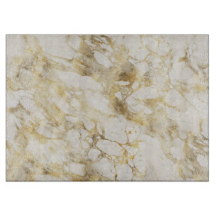 Tabla De Cortar Patrón de mármol blanco y dorado moderno