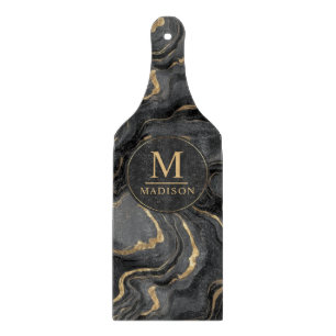 Tabla De Cortar Patrón de mármol con brillo gris negro y dorado pe