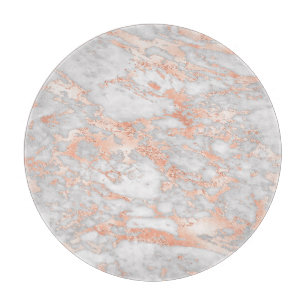 Tabla De Cortar Patrón de mármol moderno blanco y oro rosa