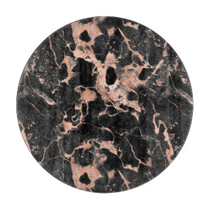 Tabla De Cortar Patrón de mármol moderno negro y oro rosa