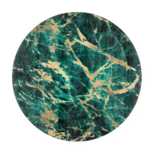 Tabla De Cortar Patrón de mármol moderno teal y dorado