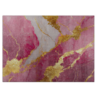 Tabla De Cortar Patrón de mármol rosa con oro